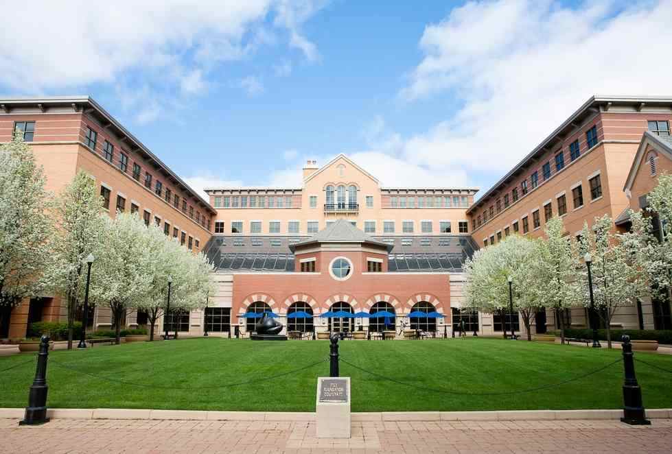 The front of the DeVos Building on the Pew Campus